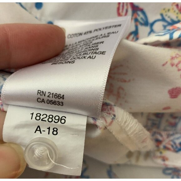 Foxcroft Womens Blouse 16 3/4 Sleeve Button Up Paisley Ivory Shirt Wrinkle Free - Picture 11 of 15